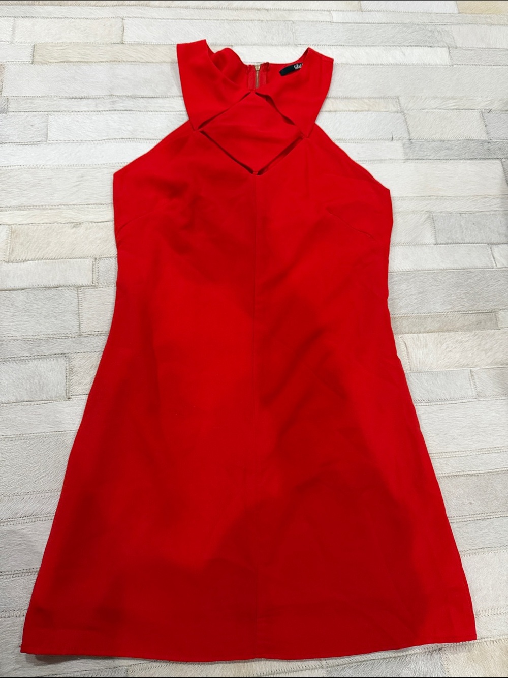 Lulu's Red Halter Mini Dress with Keyhole